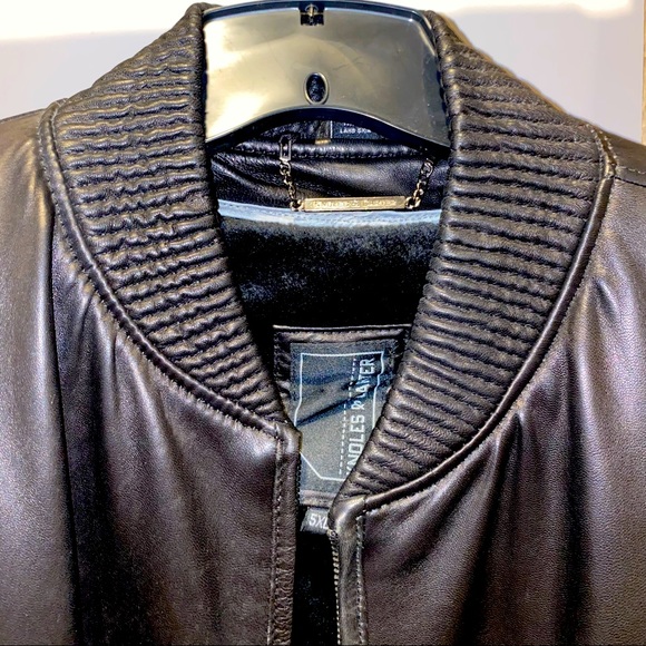 🔴SOLD- Mens Black Italian Leather Bomber Jacket Size 5 XL - Picture 3 of 13